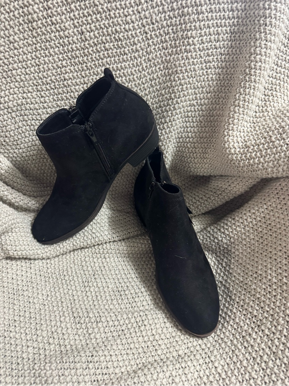 London Fog Black‎ Suede-Look Ankle Booties